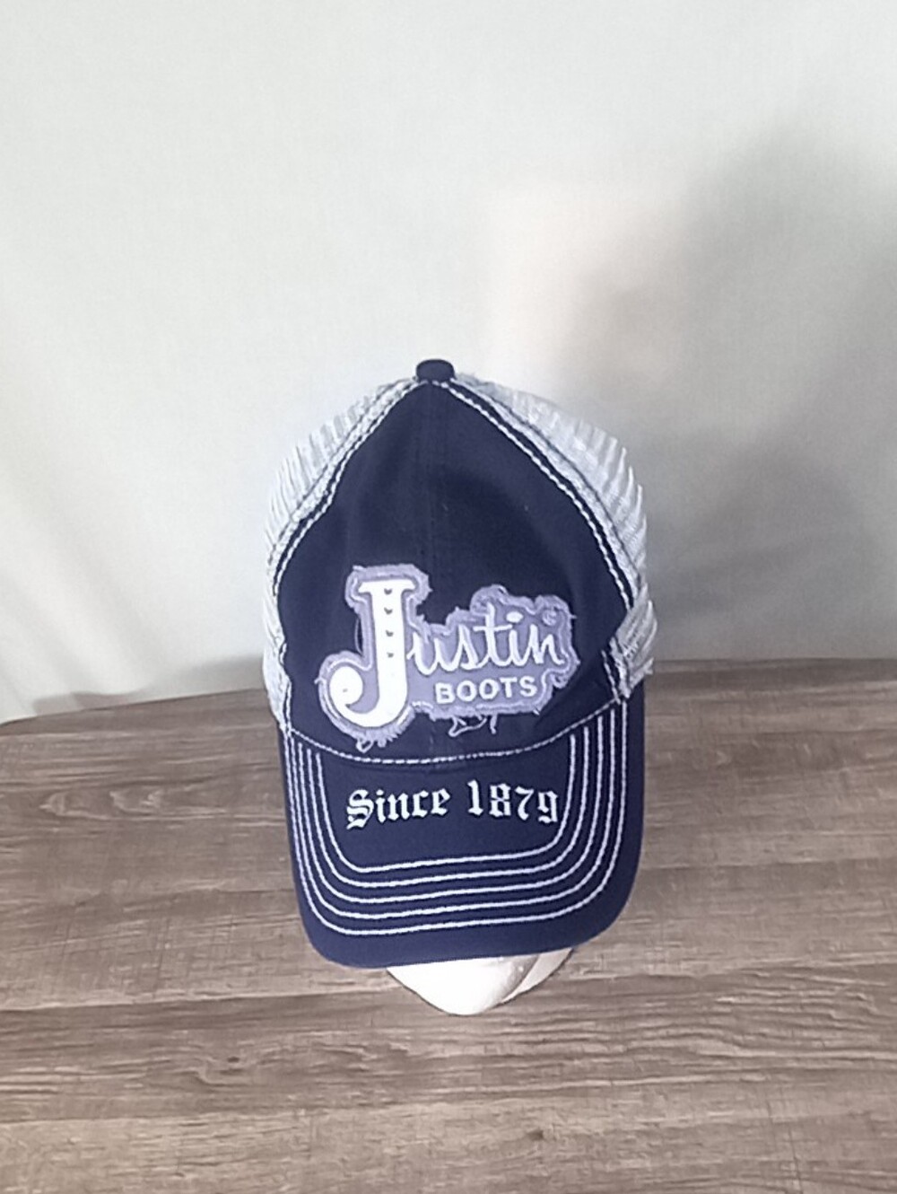 Justin Boots Women's Navy and White Embroidered Trucker Hat Size OS